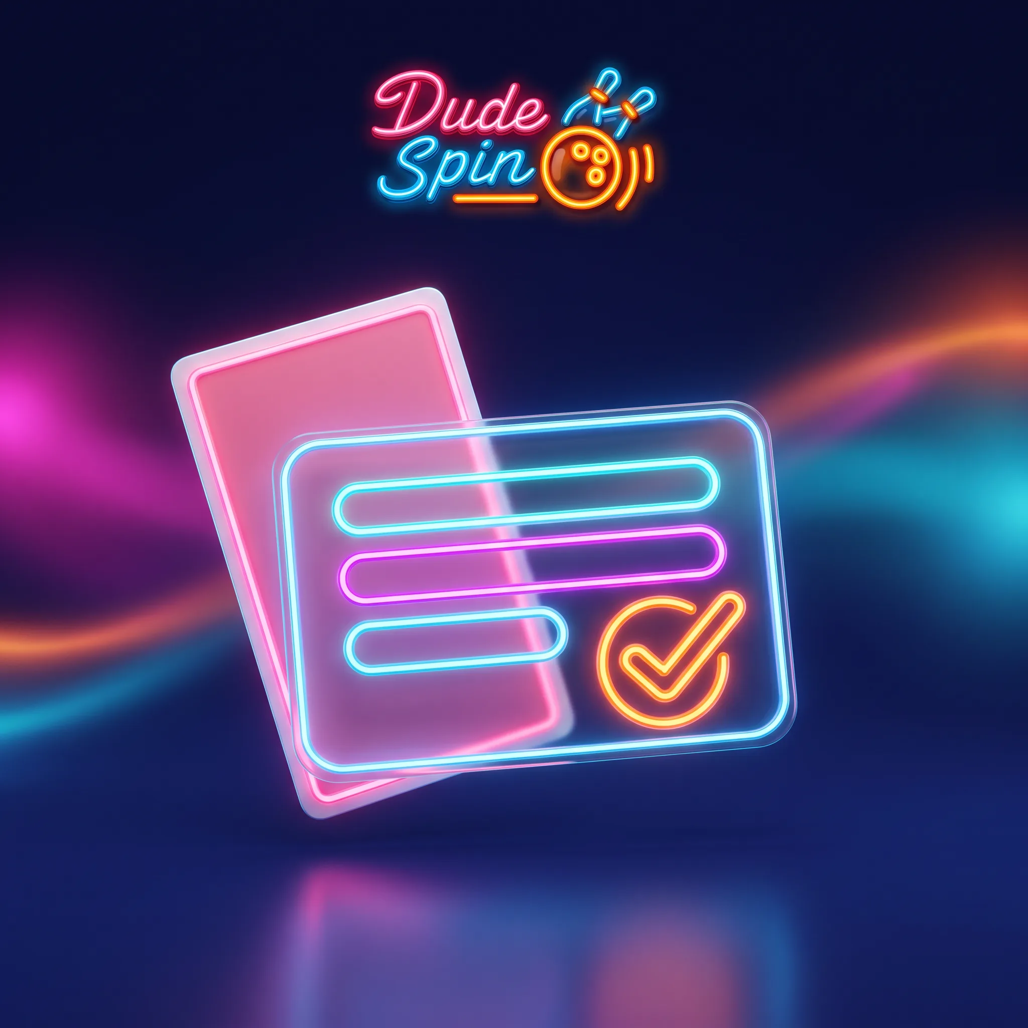 Neonowy formularz z zaznaczeniem rejestracji konta Dude Spin