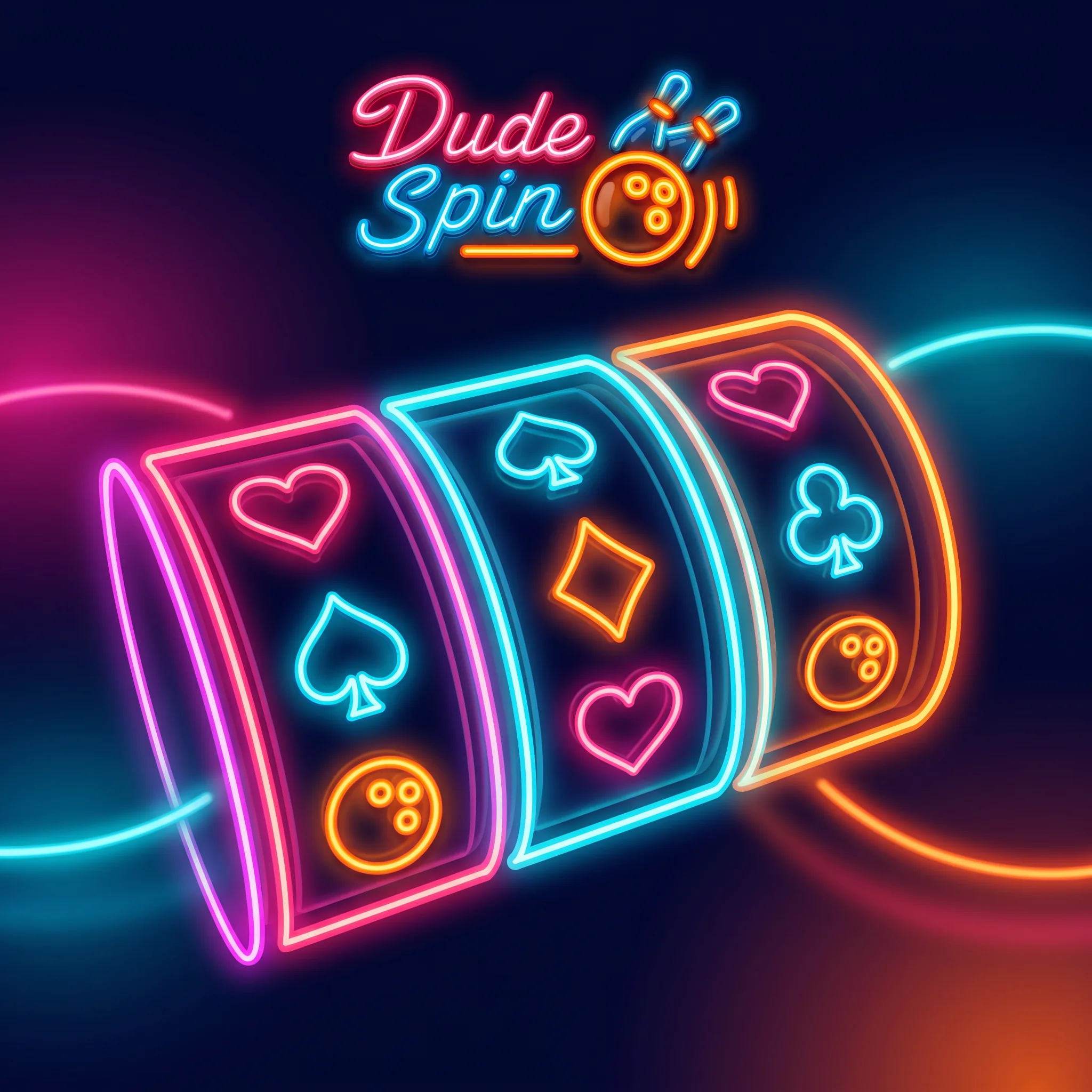 Neonowe symbole kart na automacie Dude Spin
